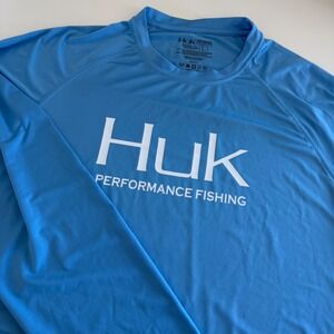Huk Performance‎ Fishing Long Sleeve Shirt Blue Men's Large outdoor
